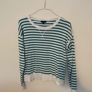 J. Crew | Green & White Striped Sweatshirt